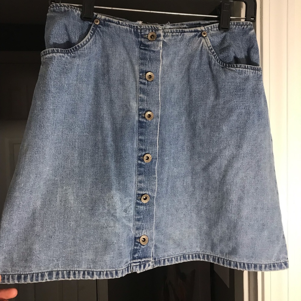 button down jean skirt